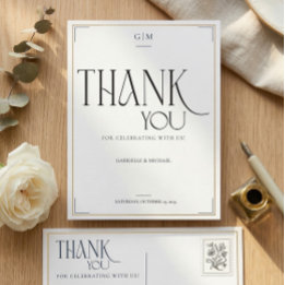 Carte Postale Typographie Moderne Remerciement Mariage Minimalis