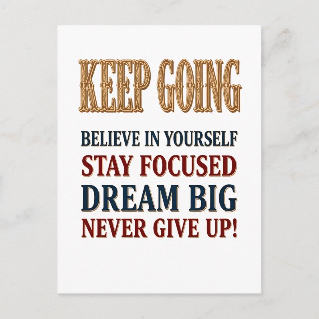 Carte Postale Typographie Motivationnelle Vintage Continuez  (Devant)