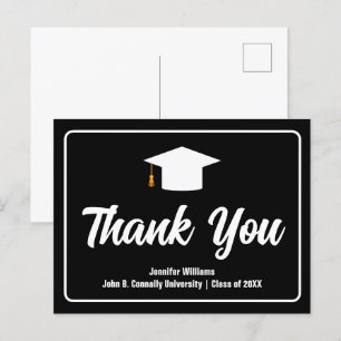 Carte Postale Typographie noir blanc officiel Merci de graduatio