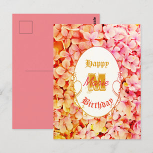 Carte Postale Typographie rose élégante botanique vintage annive