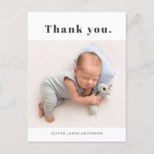 Carte Postale Typographie simple Gras Merci photo bébé