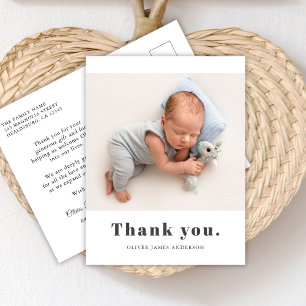 Carte Postale Typographie simple Gras Merci photo bébé