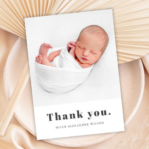 Carte Postale Typographie simple Gras Merci photo bébé