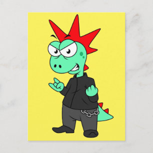 Carte Postale Tyrannosaurus Rex Habillé Comme Un Punk.