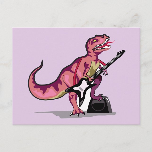 Carte Postale Tyrannosaurus Rex Jouant La Guitare. (Devant)