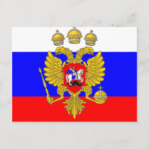 Carte Postale Tzar de Muscovia, drapeau de la Russie