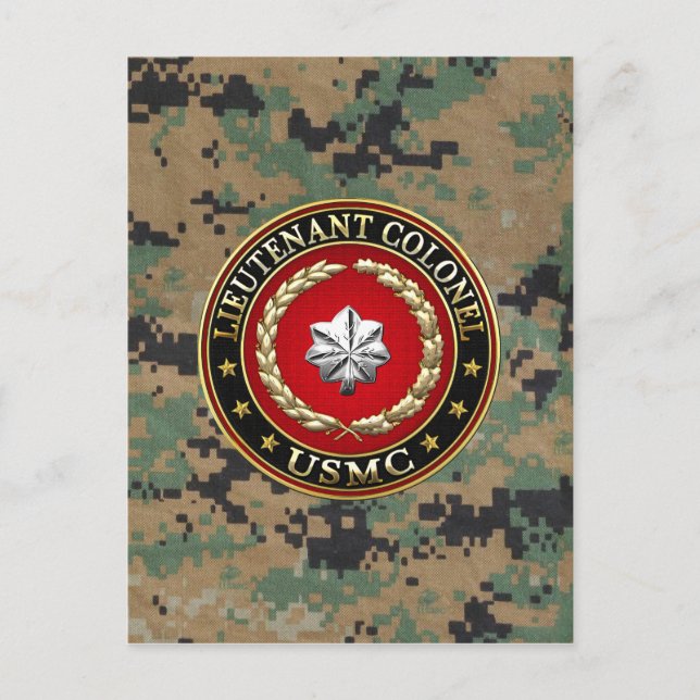 Carte Postale U.S. Marines : Lieutenant-colonel (USMC LtCol) [3D (Devant)