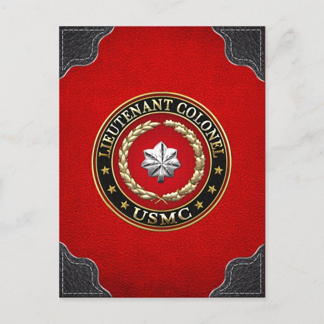Carte Postale U.S. Marines : Lieutenant-colonel (USMC LtCol) [3D (Devant)