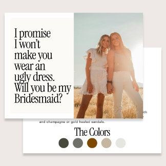 Carte Postale Ugly Dress Retro Photo Be My Bridesmaid