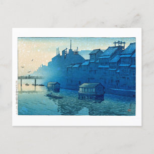 Carte Postale ukiyoe [hasui] C29 Matin à Dotonbori, Osaka