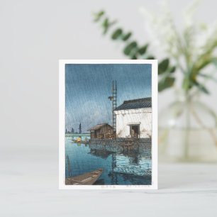 Carte Postale ukiyoe - hasui - m02 - Ushibori sous la pluie -
