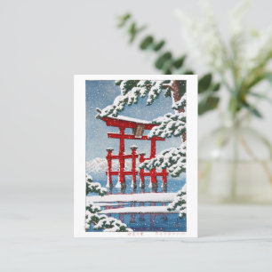 Carte Postale ukiyoe - hasui - m11 - Neige au Sanctuaire Miyajim