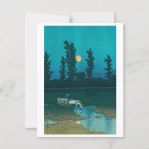 Carte Postale ukiyoe Hasui N°52 Clair de lune sur Nakanosima le 