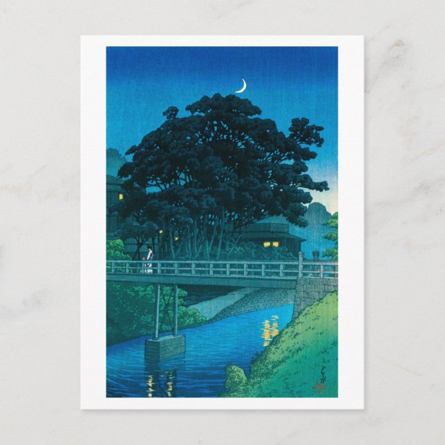 Carte Postale ukiyoe hasui No55 Takinogawa et Crescent Moon (Devant)