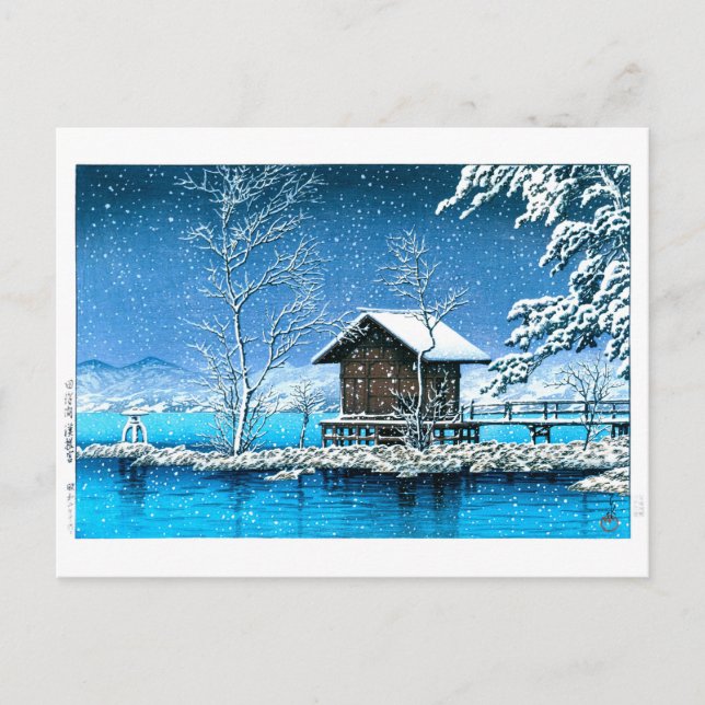 Carte Postale Ukiyoe - hasui - No.28 Kansanomiya Sanctuaire à .. (Devant)