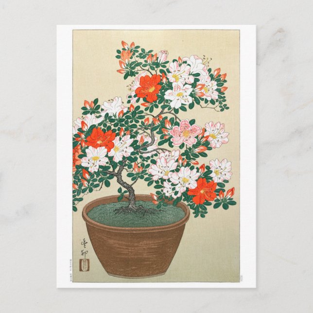 Carte Postale Ukiyoe [Koson] Azalea in Pot (Devant)