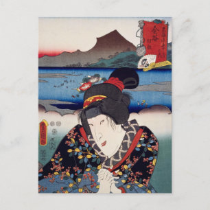 Carte Postale ukiyoe [Toyokuni] 34-24 Asagao à Kanaya