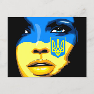 Carte Postale Ukraine Drapeau peint sur le magnifique portrait d