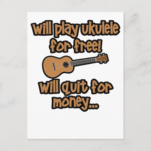 Carte Postale Ukulele Drôle (Devant)