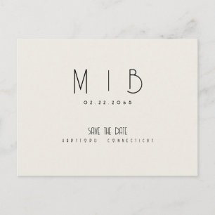 Carte Postale Ultra moderne Monogramme beige Enregistrer la date