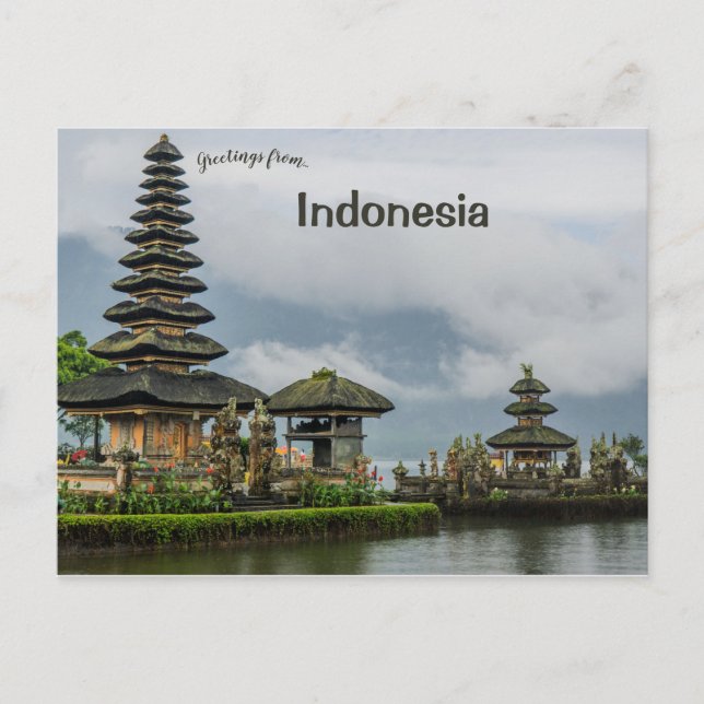 Carte Postale Ulun Danu Beratan Temple Bali Indonésie (Devant)