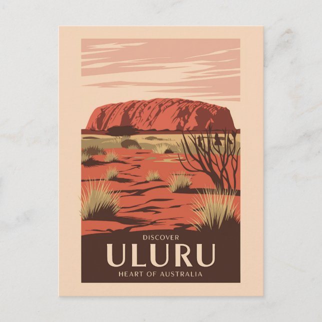 Carte Postale Uluru Australia Travel Art Vintage (Devant)