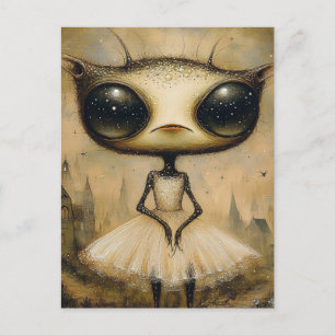 Carte Postale Un adorable alien en robe rose