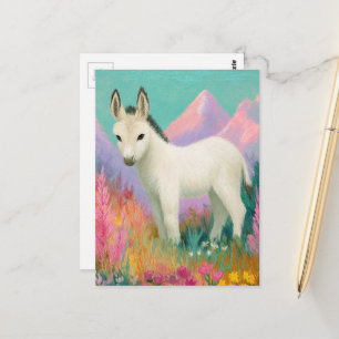 Carte Postale Un adorable âne blanc