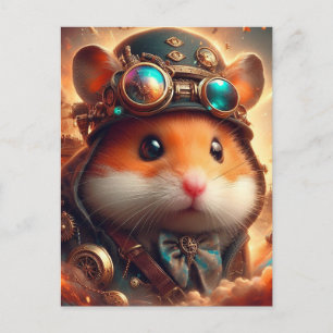 Carte Postale un adorable hamster steampunk
