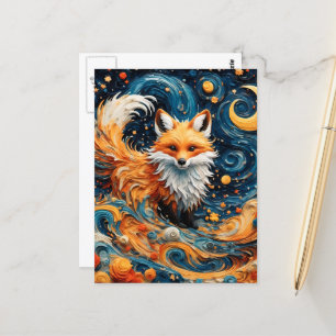 Carte Postale Un adorable renard rouge dans la Galaxie