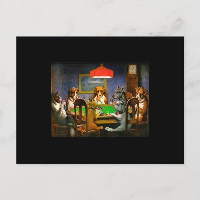 Carte Postale Un ami dans le besoin (Chiens jouant au poker) (Devant)