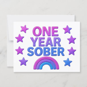 Carte Postale Un an de sobriété anniversaire de naissance AA NA