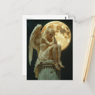 Carte Postale Un ange blond et la lune