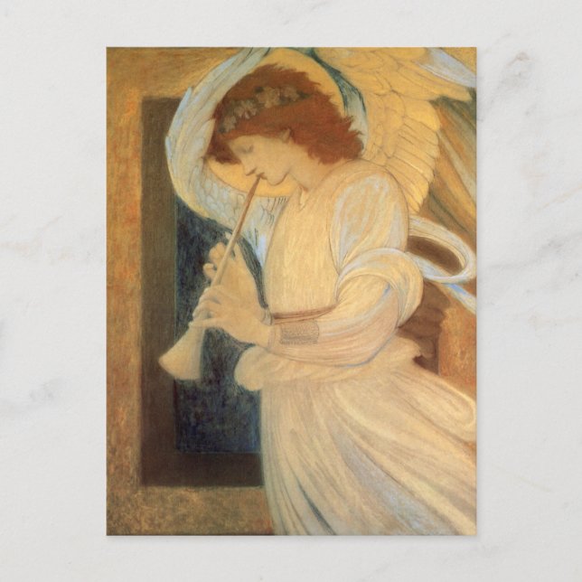 Carte Postale Un ange joue à Flageolet par Burne Jones (Devant)