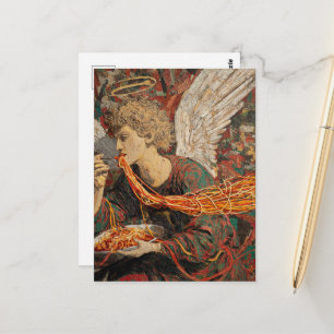 Carte Postale Un ange mangeant des spaghetti