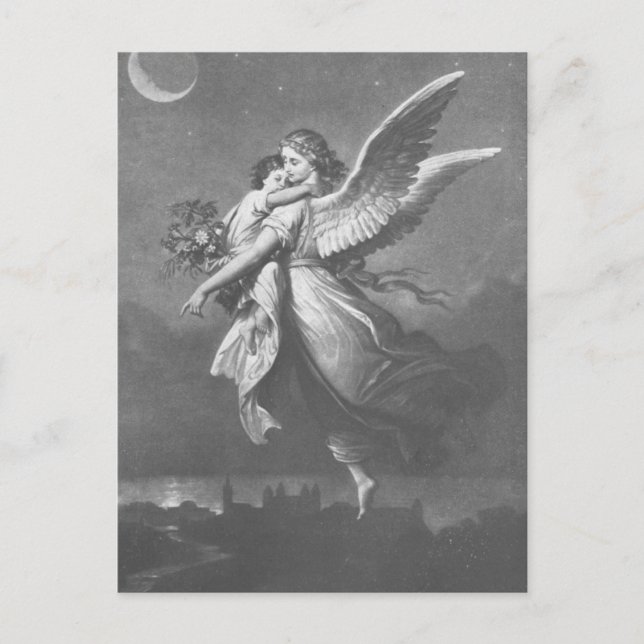 Carte Postale "Un ange n'a pas visité la terre verte." (Devant)
