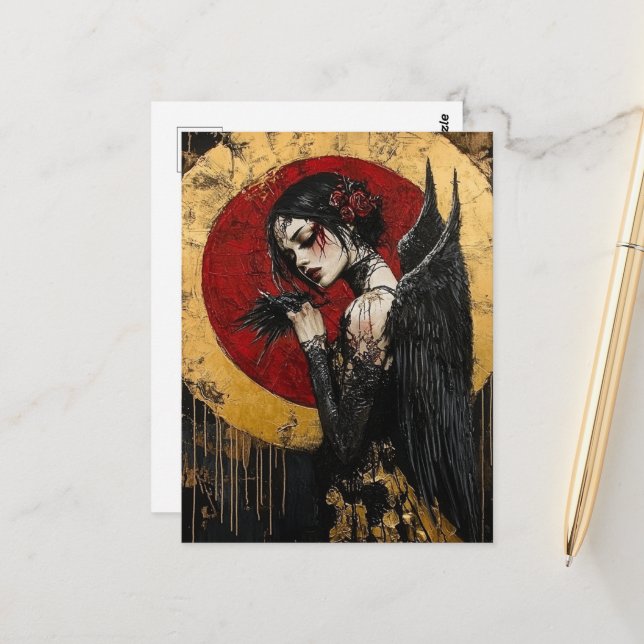 Carte Postale Un ange sombre (Devant/Arrière en situation)