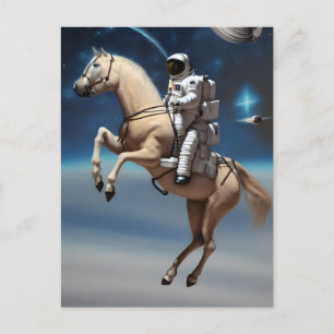 Carte Postale Un astronaute à cheval dans l'espace