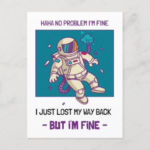 Carte Postale Un astronaute drôle perdu dans l'espace Je vais bi