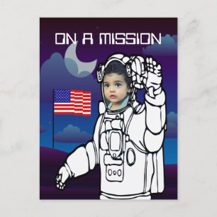 Carte Postale Un astronaute sur la lune Un garçon de l'espace ex