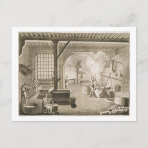 Carte Postale Un atelier de séchoir en soie, de l'"Encyclopedie 