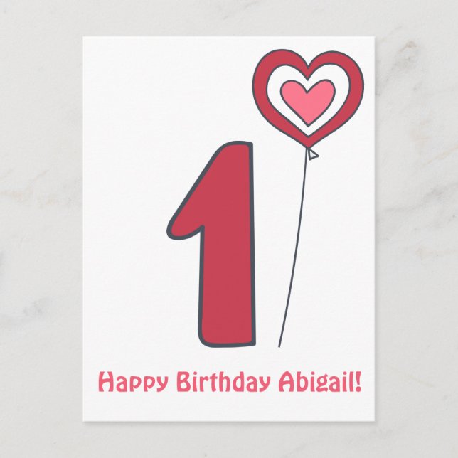 Carte Postale Un ! Ballon Anniversaire Mignon - 1er Anniversaire (Devant)