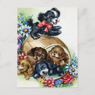 Carte Postale Un baril de chiots