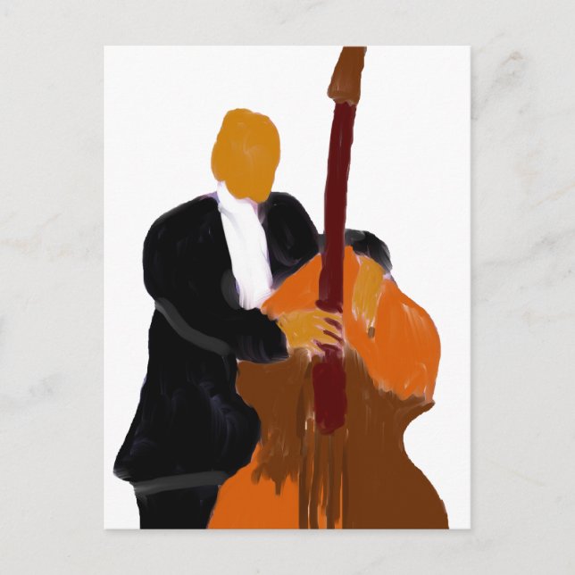Carte Postale Un bassiste debout tenant un tableau de basse (Devant)