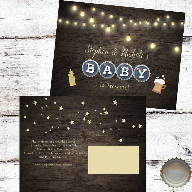 Carte Postale Un Bébé rustique brasse du Baby shower d'or (Créateur téléchargé)
