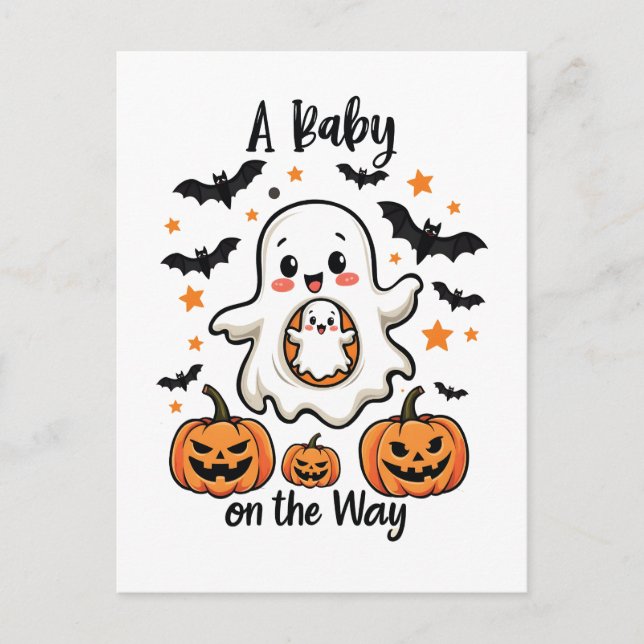 Carte Postale Un bébé sur le chemin Pastel Ghost Pregnancy Hallo (Devant)