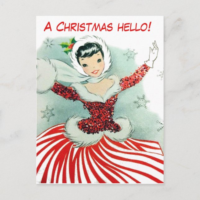 Carte Postale Un bonjour de Noël de ballerine dansante (Devant)