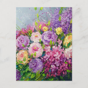Carte Postale Un bouquet de roses pour elle