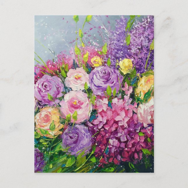 Carte Postale Un bouquet de roses pour elle (Devant)