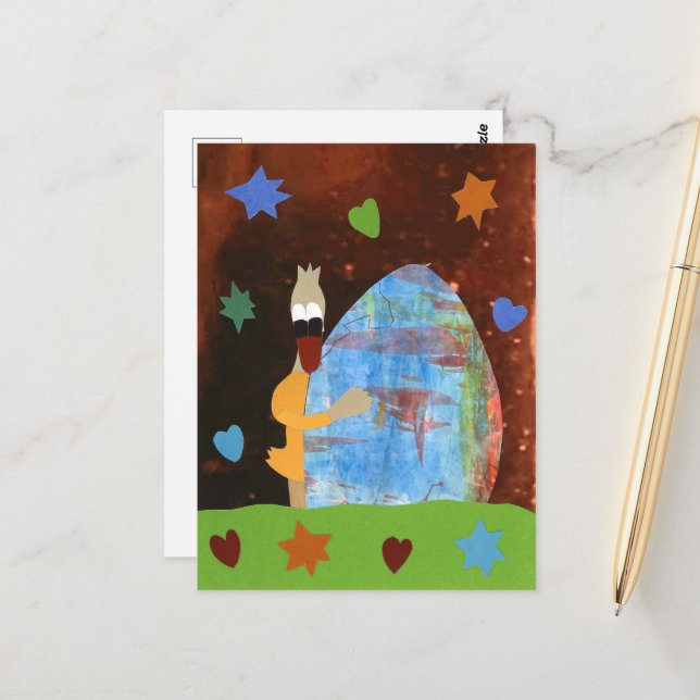 Carte Postale Un canard enrobé avec design et design vous souhai (Devant/Arrière en situation)